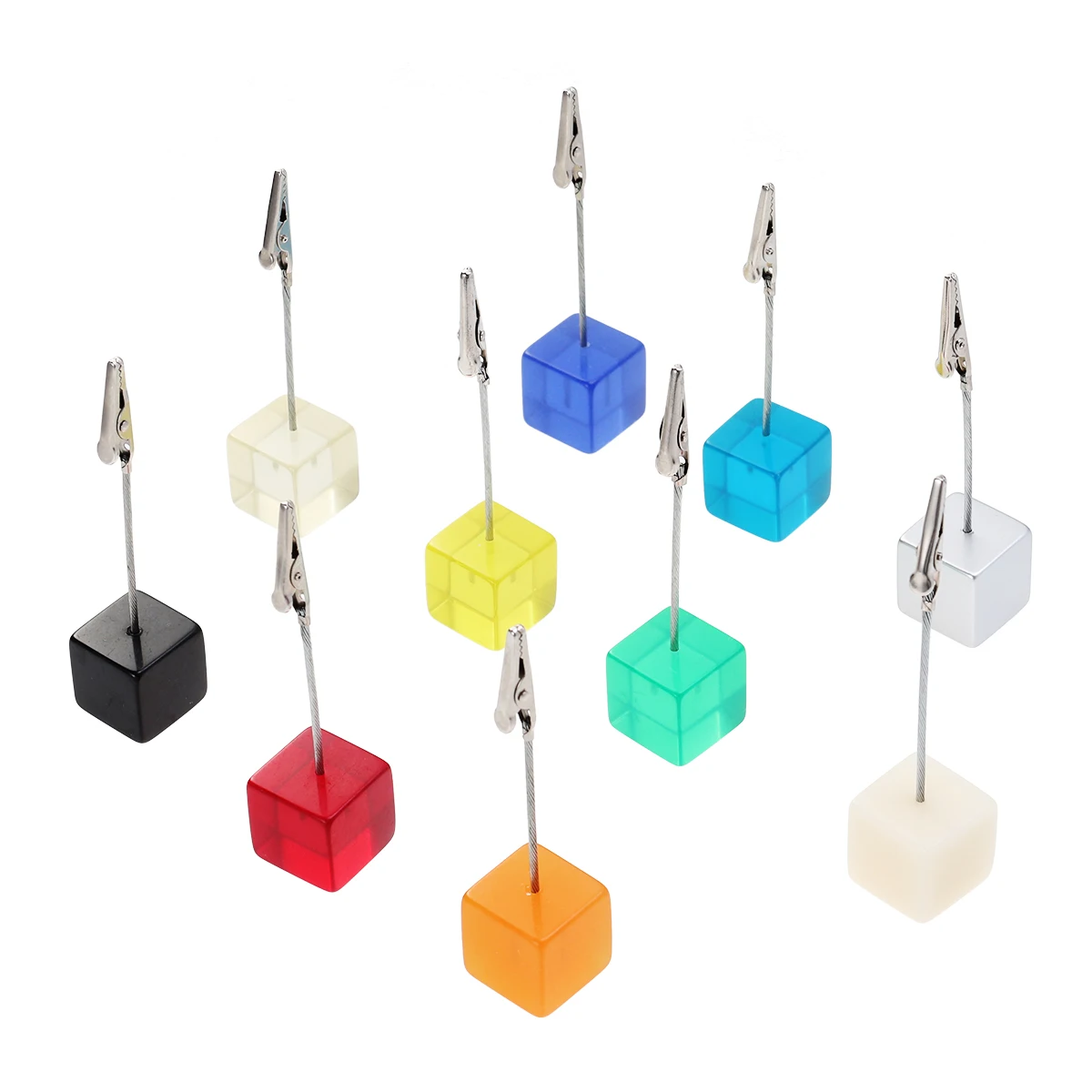 

Cube Resin Photo Clip Holder Memo Desk Alligator Business Card Holder DIY Gift Wedding Office Decor Functional Paper
