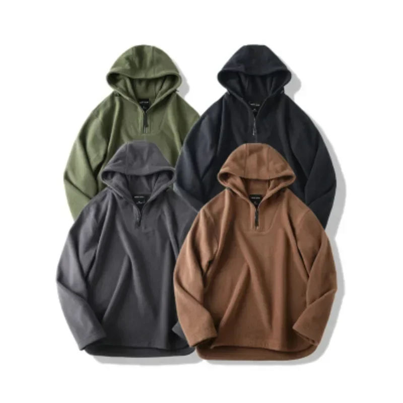 

Men's Hoodie Autumn and Winter American Vintage Hooded Sweater Solid Color Large Men's Jacket