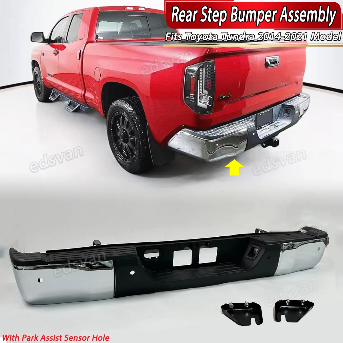 استبدال المصد الخلفي TO1103122 Toyota Tundra 2014 2015 2016 2017 2018 2019-2021 مجموعة المصد الخلفي مع فتحات الاستشعار #3