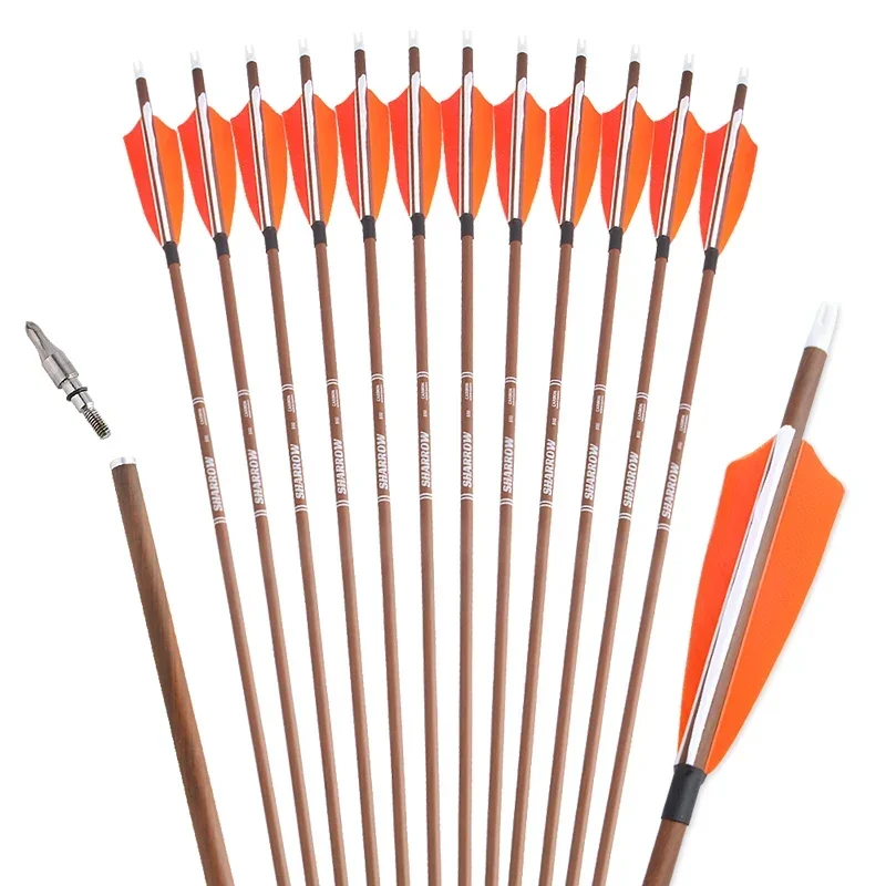 SP 340/400/500/600 31 "arbre de flèches en carbone 12 pièces flèche de tir à l'arc 4" plume de dinde 100Gr conseils arc cible de tir de chasse en plein air