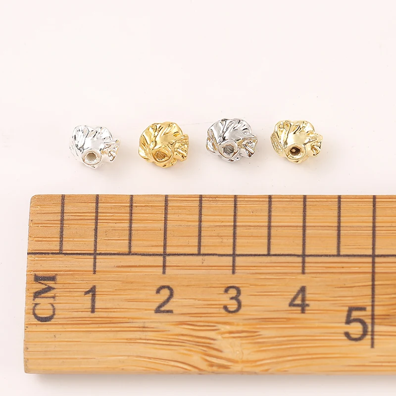 14K/18K package gold color wrinkle flower receptacle hollow petals Crown bead holder bracelet accessories