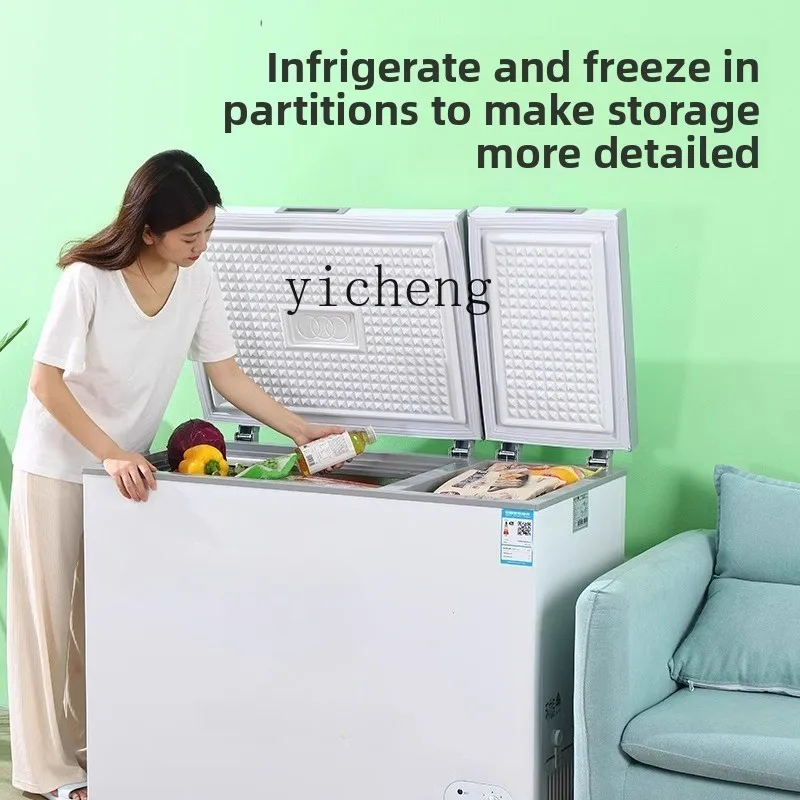 ZML Freezer Household Freezing and Fresh-keeping Dual-use Small Energy-saving Double-door Commercial Freezer