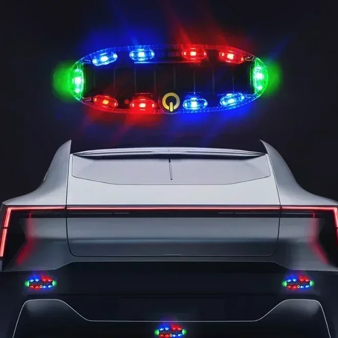 Car Flashing Warning Light Solar Charging-free Anti-rear Collision And Explosion-proof Safety Light Motorcycle Tail Light