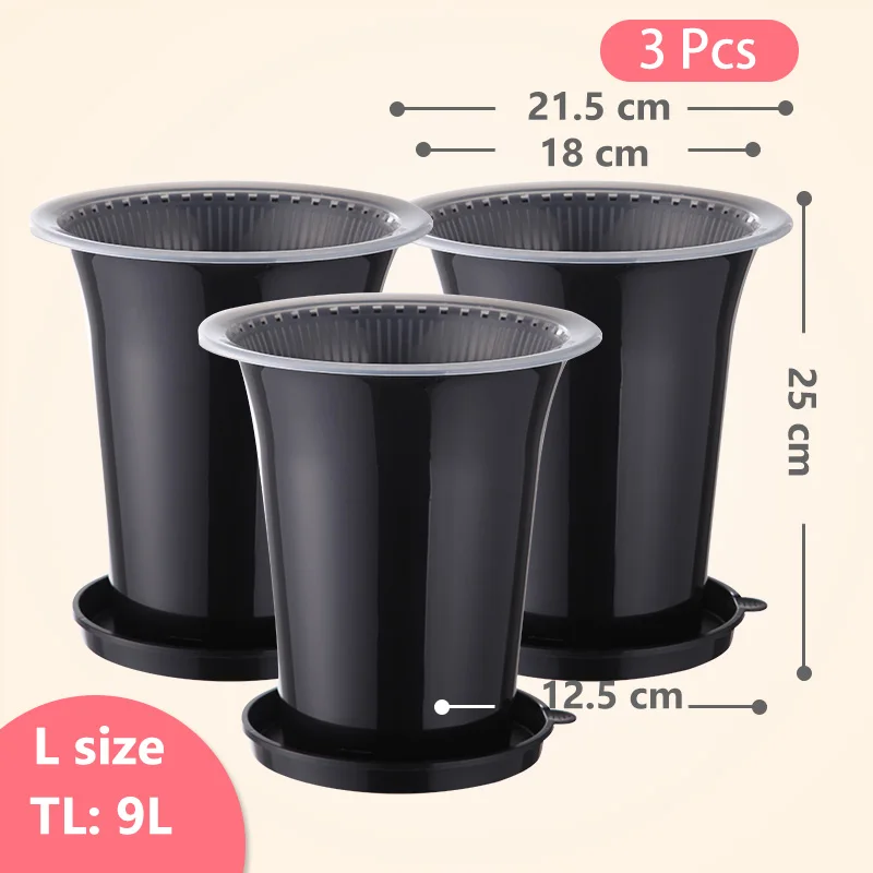 Meshpot 3 Pack 13 cm 15cm 18cm Orchid Pot with Root Controlling Slot Plastic Flower Planter for Cattleya Cymbidium Orchid Plants