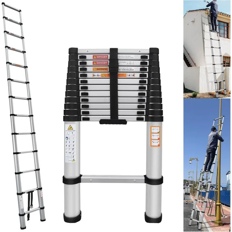 Telescoping Ladder 16FT Aluminum Telescopic Extension Ladder, Multi-Purpose Ladder Household Daily or Work, Portable