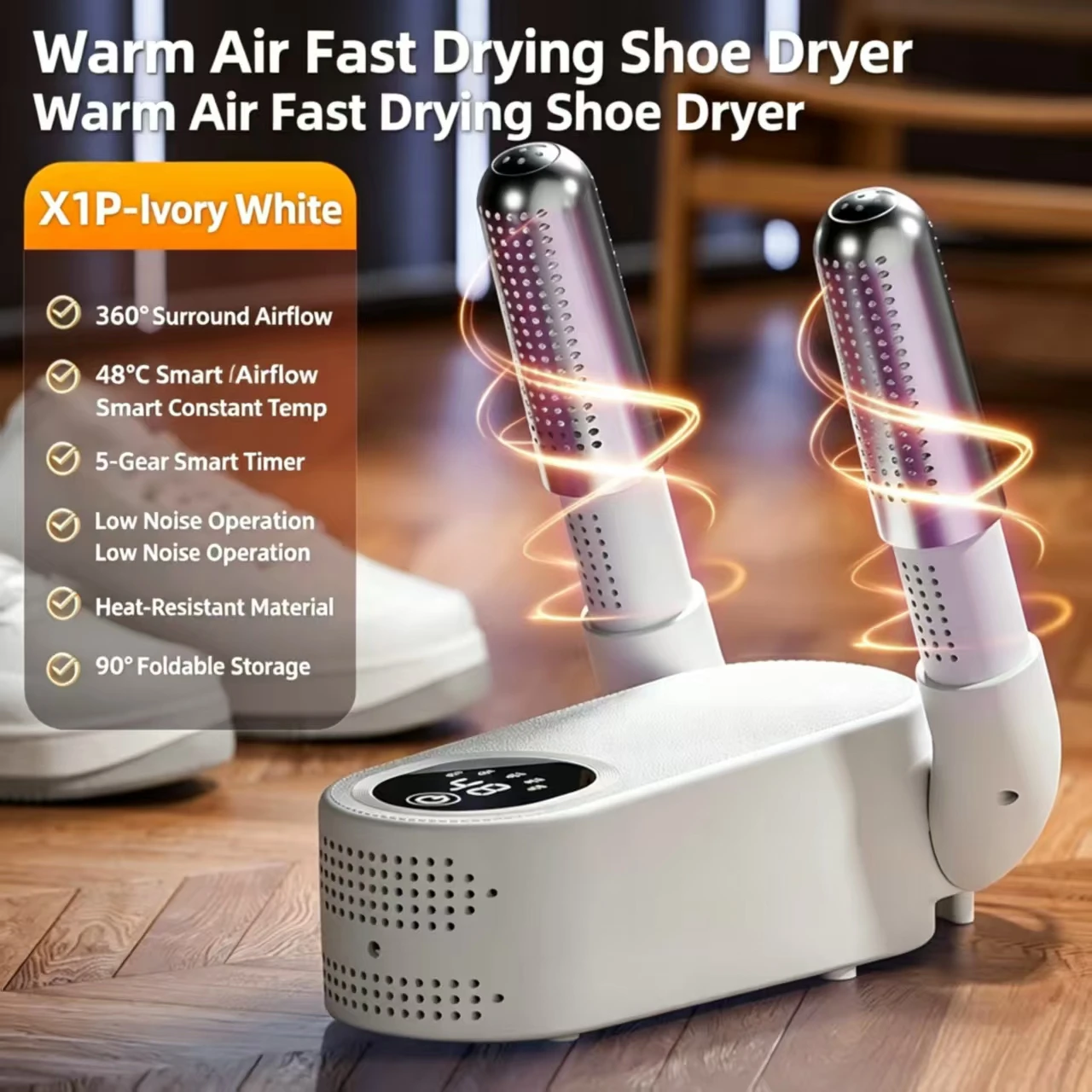 Smart Shoe Dryer with Timer, 55°C Constant Temp, Foldable Portable Heater for Sneakers & Boots
