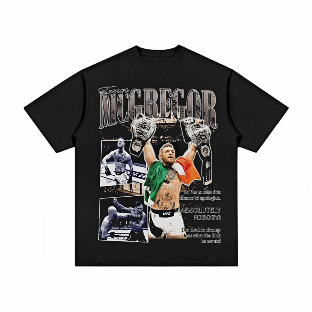 Conor McGregor 2026 T-Shirt Men Oversized Cotton Streetwear Sharp Fit Classic Short Sleeve Double Champ Quote Print Daily Tee