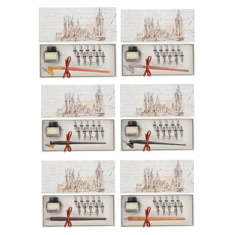 Multifunctional Dip Pen Holder Oblique Dip Pen Holder with Nibs Dropship