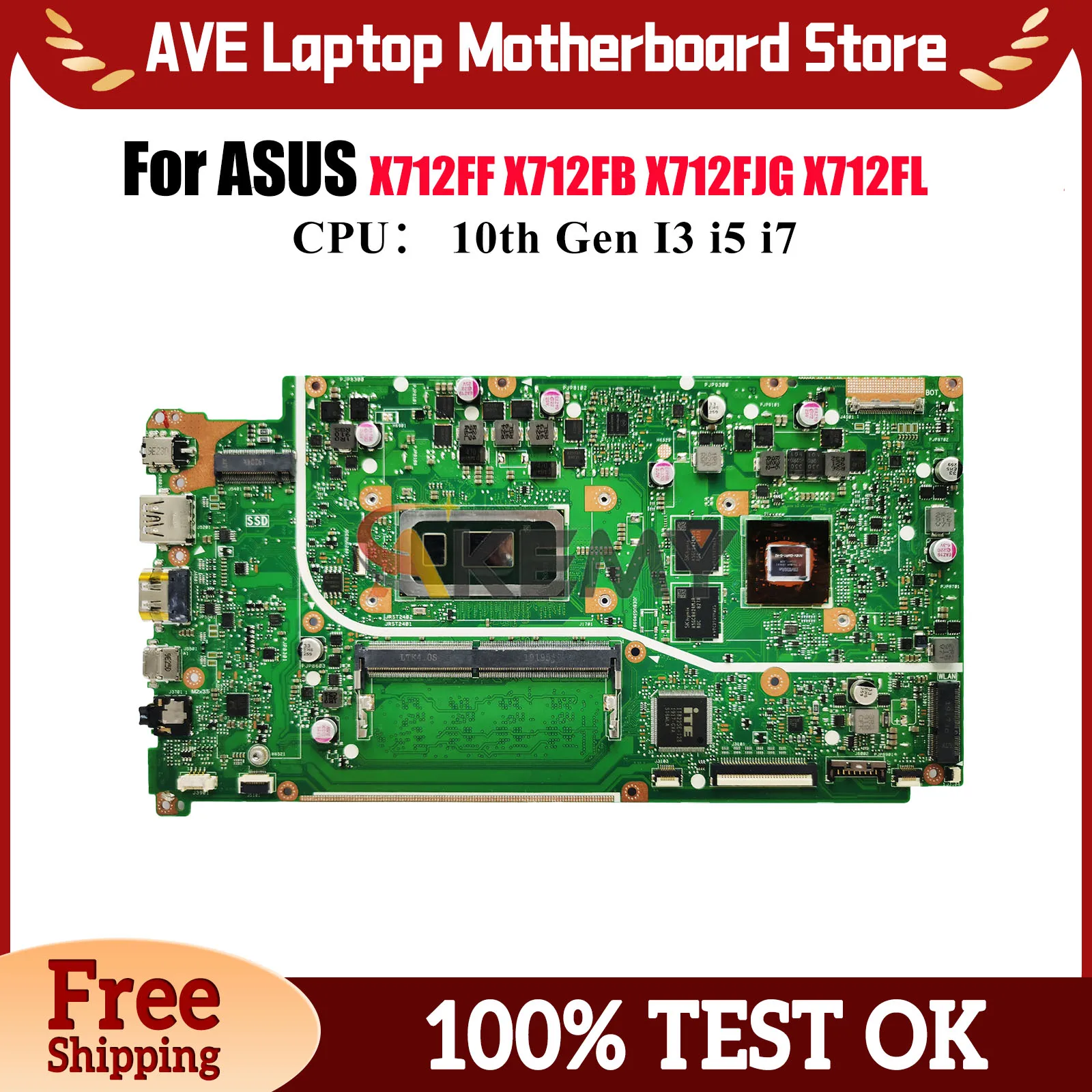 

X712FF Laptop Motherboard For ASUS X712F K712F S712F X712FJ X712FF V712F X712FB F712F X712FLC A712F Mainboard 10th Gen I3 i5 i7