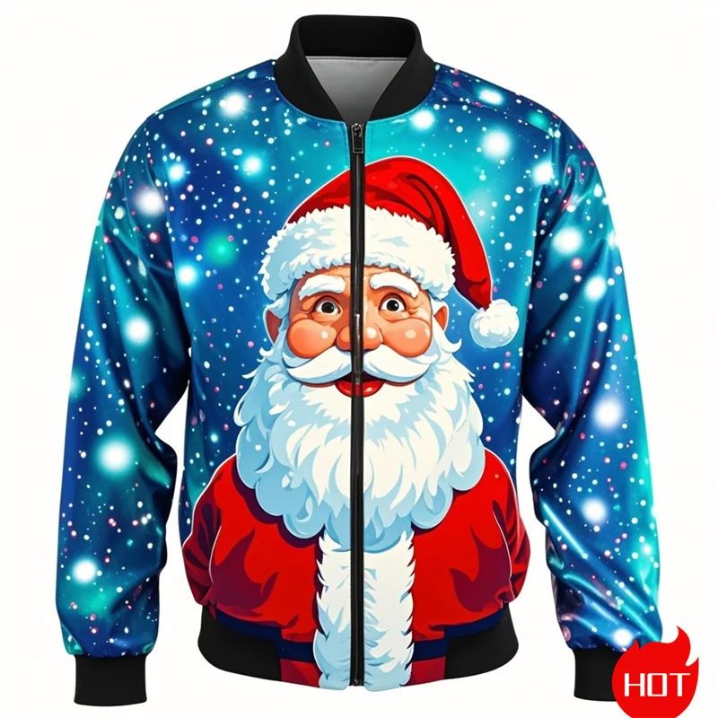 Autumn Fashion 3D Printed Merry Christmas Jacket Cute Santa Claus Xmas Graphic Jackets Men Unisex Funny Streetwear Mens Clothing