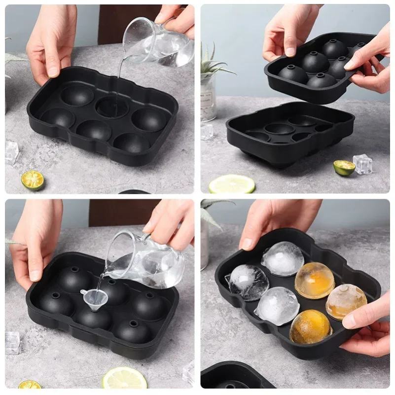 Silicone Ice Ball Maker Large 3D Big Round Sphere High Balls Ice Shape Cube Mold Tray for Freezer Whiskey Cocktail Bar Tools
