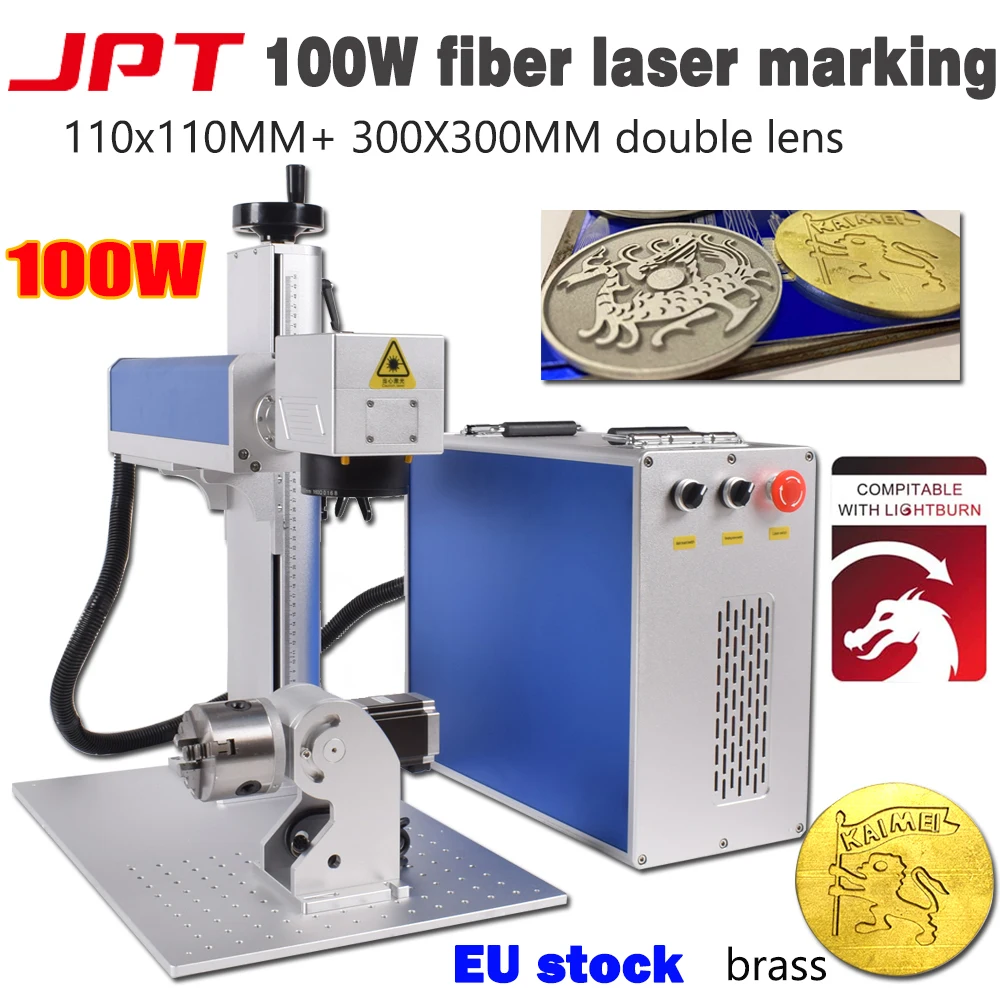 [US STOCK] JPT MOPA M7 100W grawer laserowy światłowodowy JPT E źródło lasera EZCAD Galvo maszyna do grawerowania laserowego 110*110MM + 300*300MM