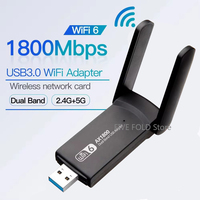 WiFi 6 AX1800 USB 3.0 Adapter Dual Band 2.4G/5Ghz USB Receiver Dongle Network Card Antenna Wireless For PC Laptop Win 10 11