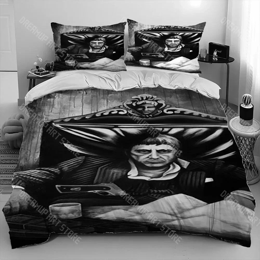 Exquisite 3D Print Scarface Tony Movie Comforter Bedding Set,Duvet Cover Bed Set Quilt Cover Pillowcase,King Queen Size Bedding