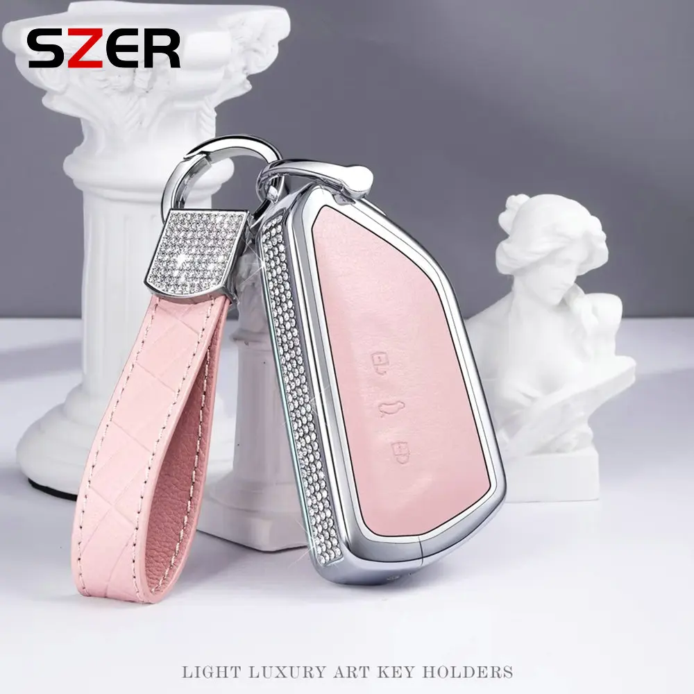 سبيكة جلدية حالة مفتاح السيارة ، غطاء قذيفة لفولكسفاغن فولكس فاجن جولف 8 ، MK8 ID-4 ، ID-6 ، سكودا اوكتافيا A8 ، مقعد ليون فر ، MK4 كوبرا ، الموضة #1