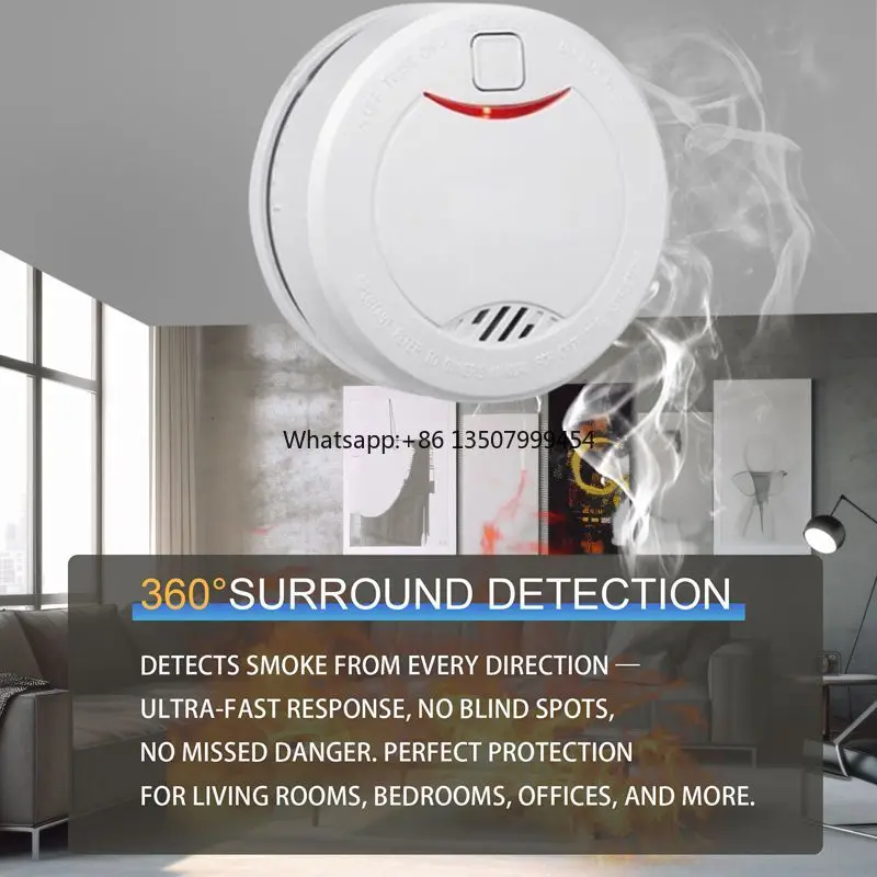 

10 Year Battery Operated Photoelectric Smoke Detector Fire Alarm for Home