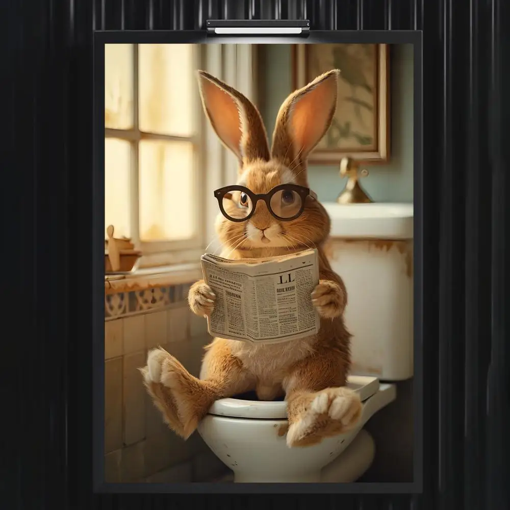 Lustiges Badezimmer-Poster mit Humorvollem Tiermotiv für Wohnzimmer, Schlafzimmer, Bar, Flur, Klebende Wandkunst, Wasserfester Ästhetischer Druck – Detail 14
