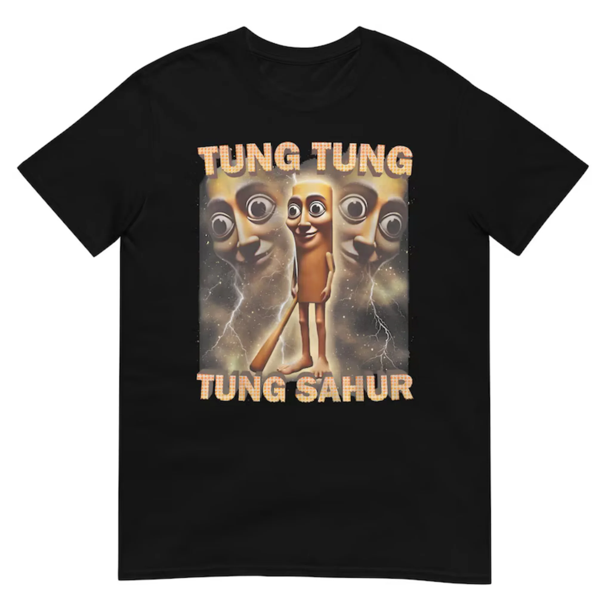Viral Tung Sahur Cartoon Meme Graphic T Shirt Men Funny Bootleg Character Print Trendy Street Short Sleeve Tops