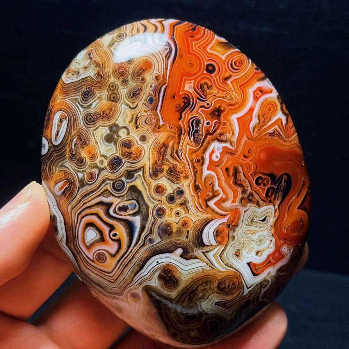 4PC Mountain Gem Banded Agate Palm Stone, Polished Tumbled, Smooth Texture, Rock Collection, Natural Stone, Crystal Collection