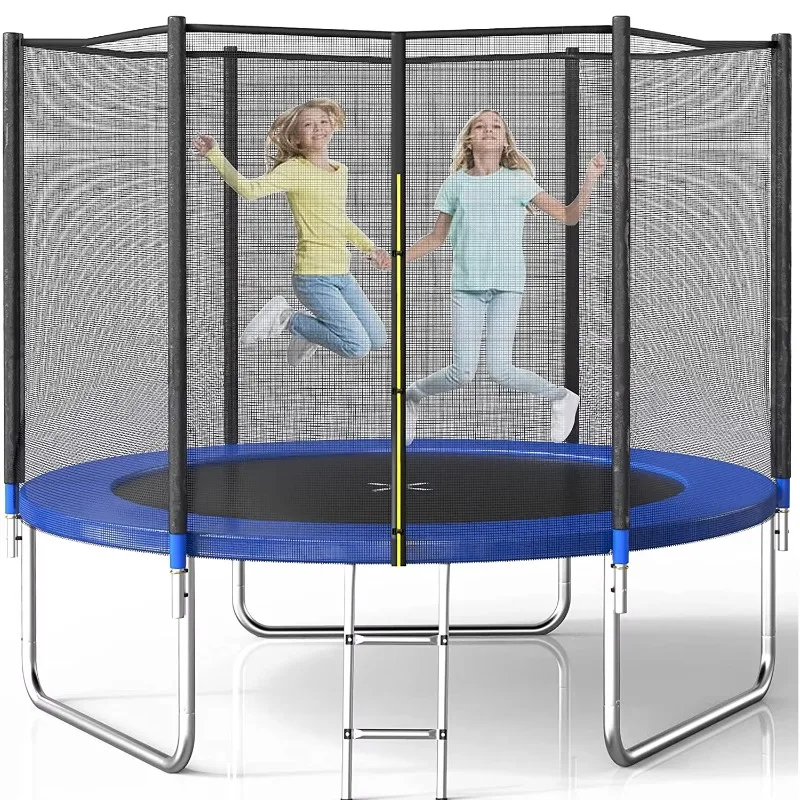 

Combo Bounce Jump Trampoline with Spring Pad Waterproof Jump Mat & Ladder Enclosure Net Outdoor Trampoline for Kids and Adults