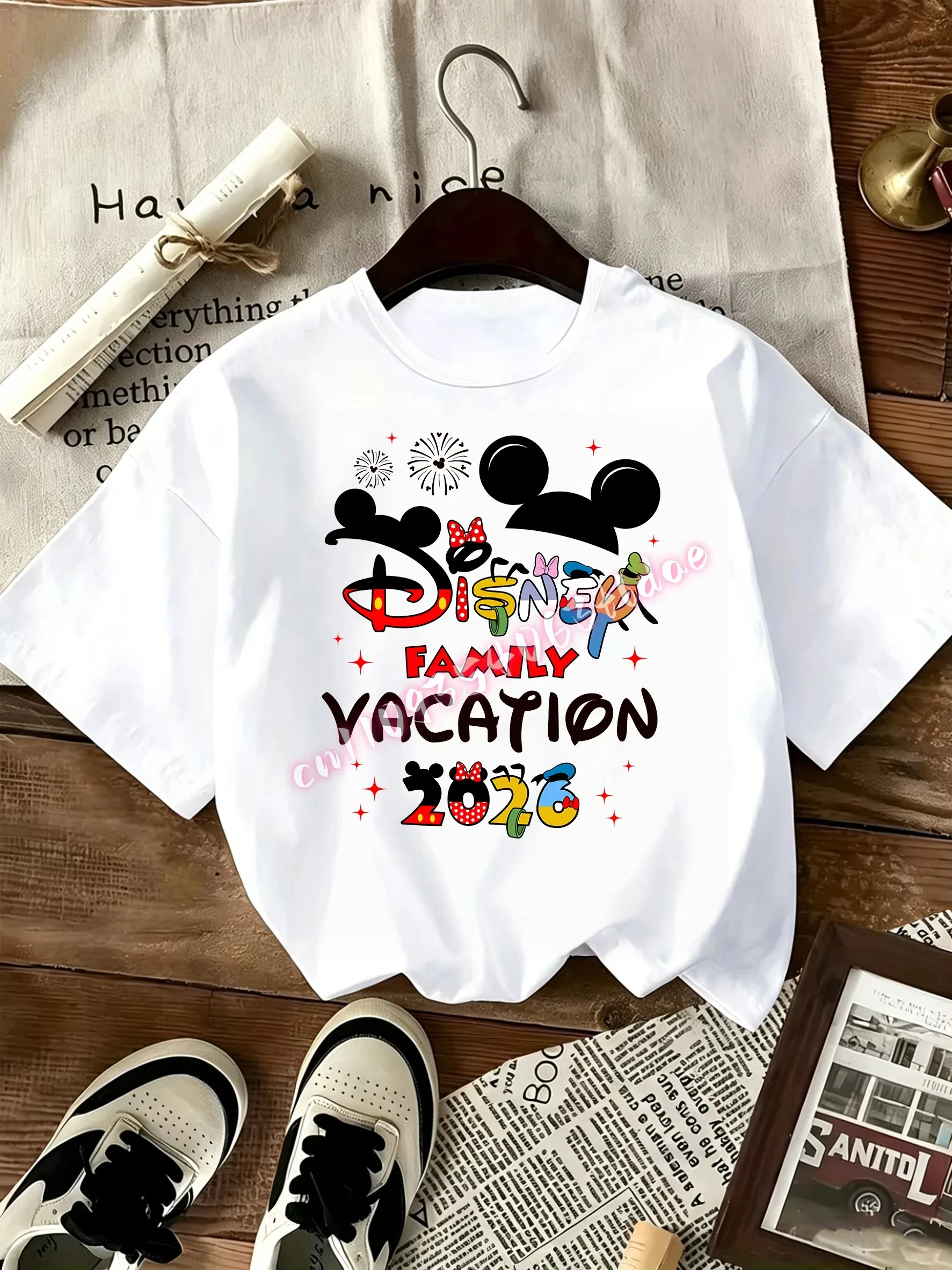 2026 NEW Summer  family vacation magic castle cartoon mouse identical style family T-shirt short-sleeved top
