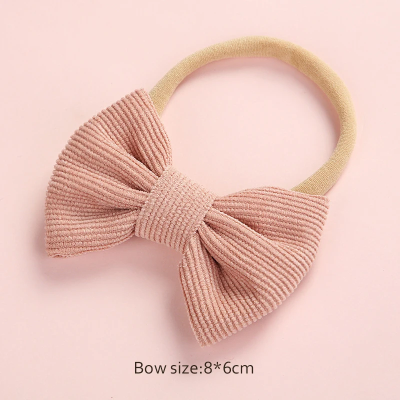Baby Headband Bow Headbands For Girl Corduroy Head Band Thin Nylon Hairband Newborn Kids Toddler Hair Accessories Spring Summer image 4