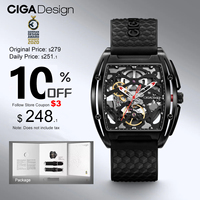 CIGA Design Automatic Mechanical Skeleton Watch for Men Z Series Black DLC Coatings Case Fashion Casual Male Watches Timepiece