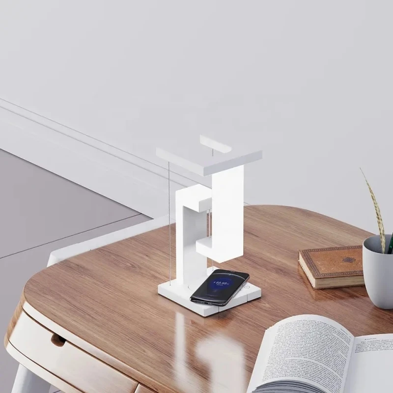 LED Suspended Anti-gravity Night Light with 10W WirelessCharger,Bedroom Bedside Home Creative Design LED Levitating Table Lamp