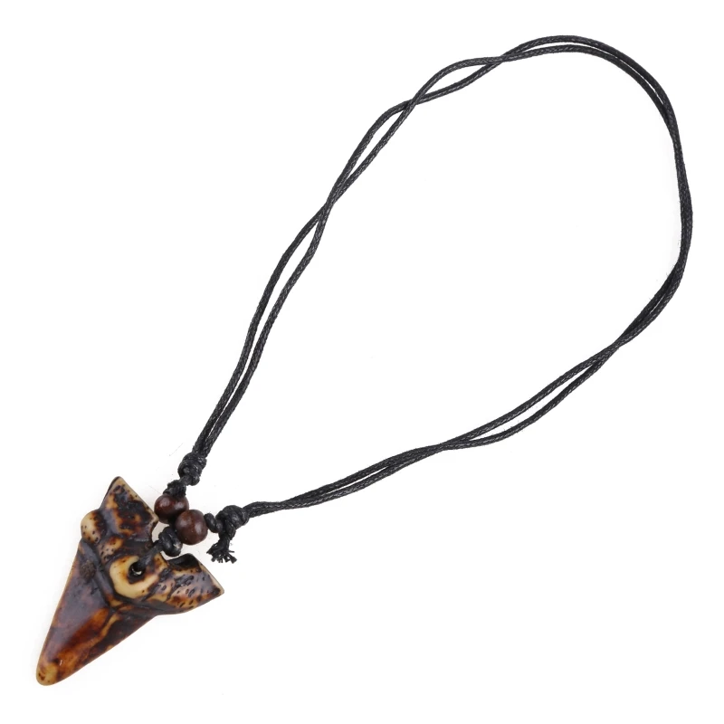 New Wooden Bead Sling Travel Memorial Jewelry Shark Teeth Necklace Pendant for Gift