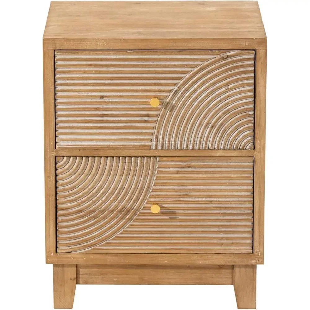 

2-Der armhouse Nightstand, Century Nightstand ully Assembled with Handcrated Wood Ring or Boho, -Century, Rustic Style, Natural