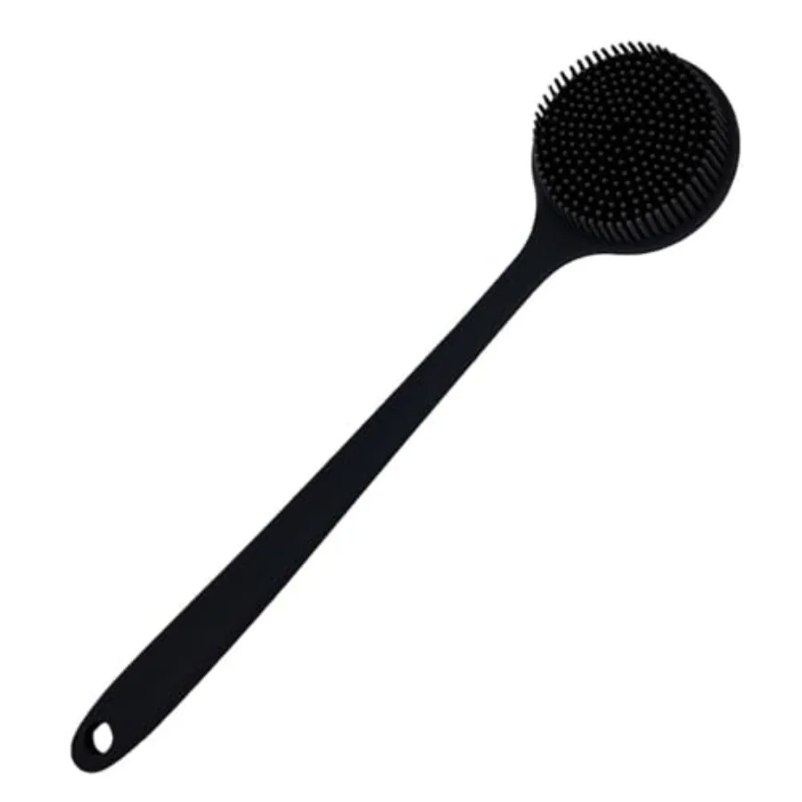 

Long Handle Silicone Body Scrubber for Shower Dual-Sided Back Scrubber Brush with Soft BristlesandMassage des Exfoliating Bath
