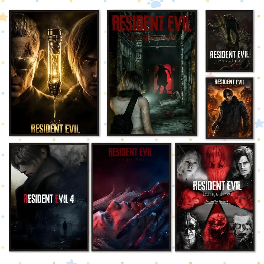 Game Dark RPG Resident Evil Requiem Poster HD Waterproof PP Self Adhesive Aesthetic Bedroom Dorm Gaming Room Home Decor Gift