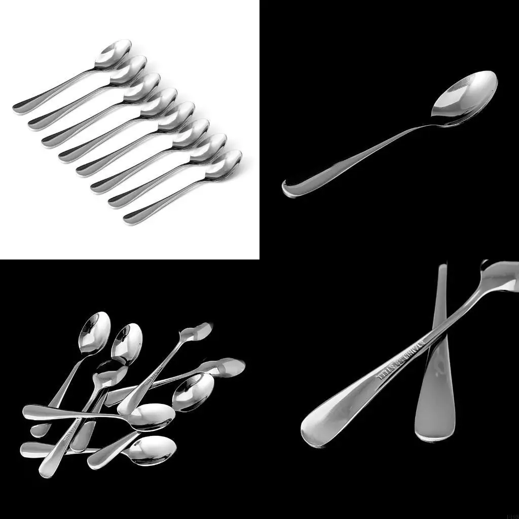 F19B Stainless Steel Coffee Spoon 8 Pcs Baking Drinking Making Accessories Supplies for Tea Espresso Soup Rice Gadget