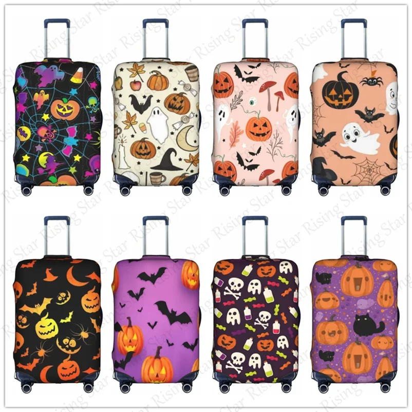 Thick Elastic Luggage Protective Cover Zipper For 18-32 inch Bag Suitcase Cover Travel Accessories Halloween Gift Terror pumpkin