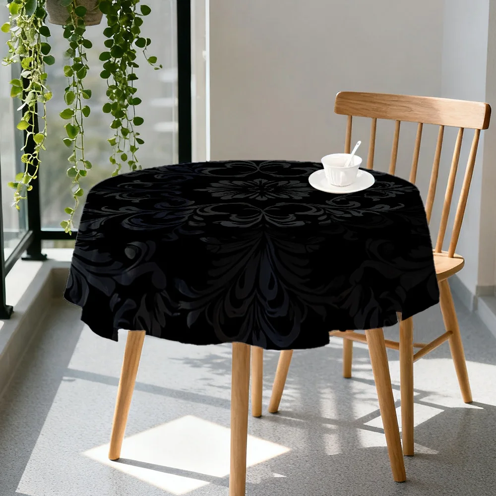 1 rectangular tablecloth 1 piece, elegant black circular tablecloth for circular dining table