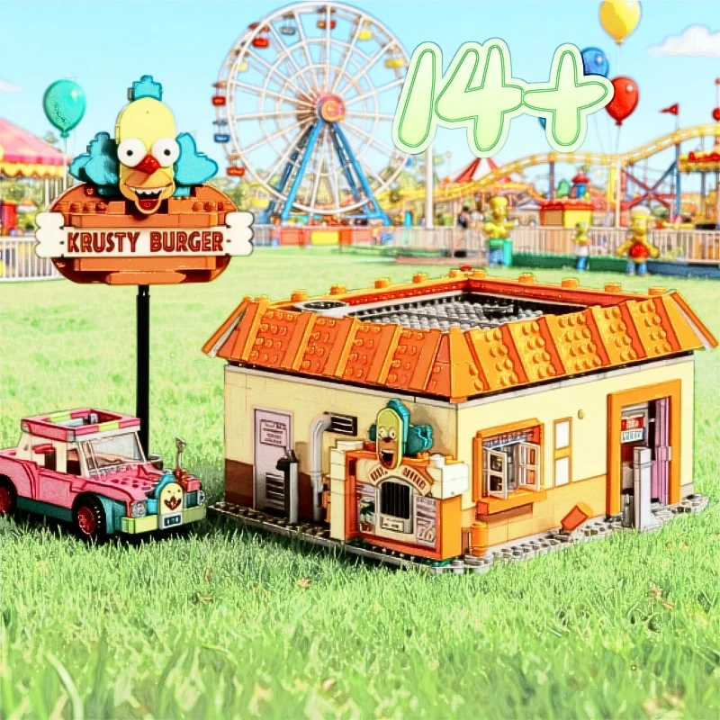 

В НАЛИЧИИ 1635 шт. MOC City Krusty Burger Строительная модель Кирпичи подходят для детей Рождественский подарочный набор
