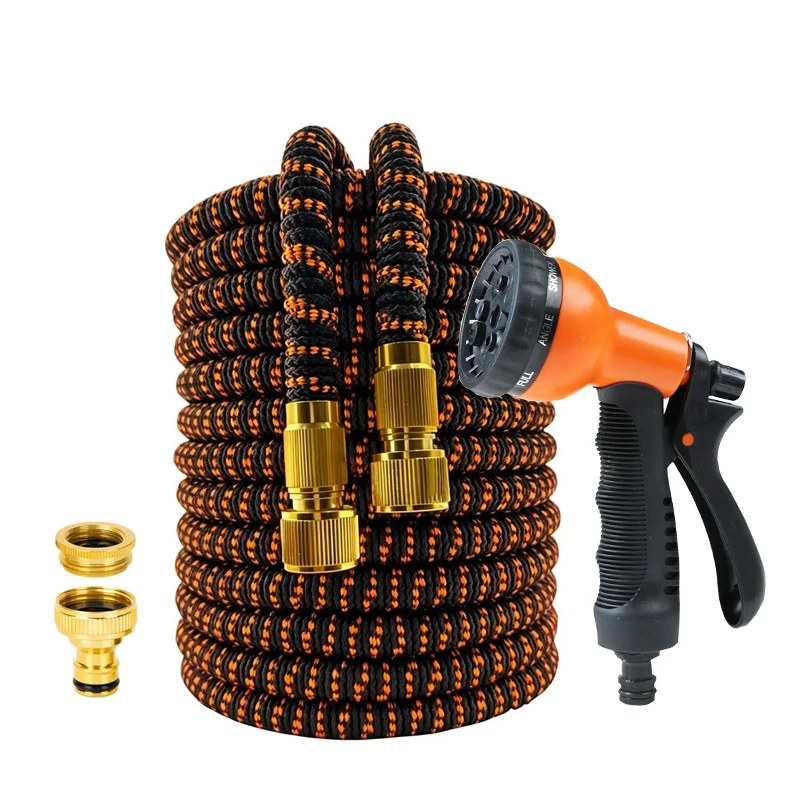 25FT-100FT Garden Hose Expandable Flexible Hose Courtyard Daily Irrigation Tool High Pressure Car Wash Clean Water Gun