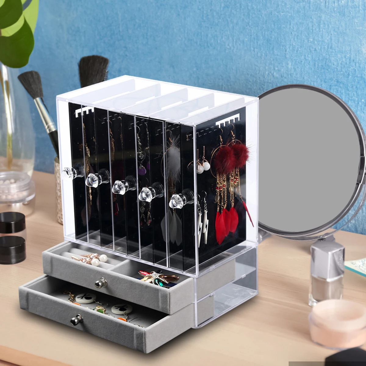 

Acrylic Jewelry Storage Holder for Necklaces Rings Earrings Black Home Use Necklace Rack Display St Premium Metal Material