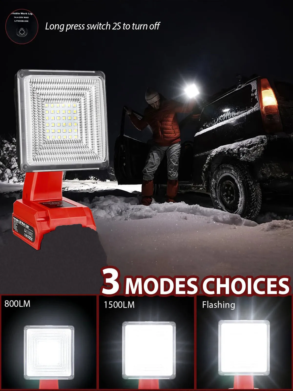 Lampada da lavoro a LED da 25 W per Milwaukee M18 18 V Batteria Luce di inondazione esterna con 2 porte USB per cantiere Riparazione auto Campeggio Emergenza
