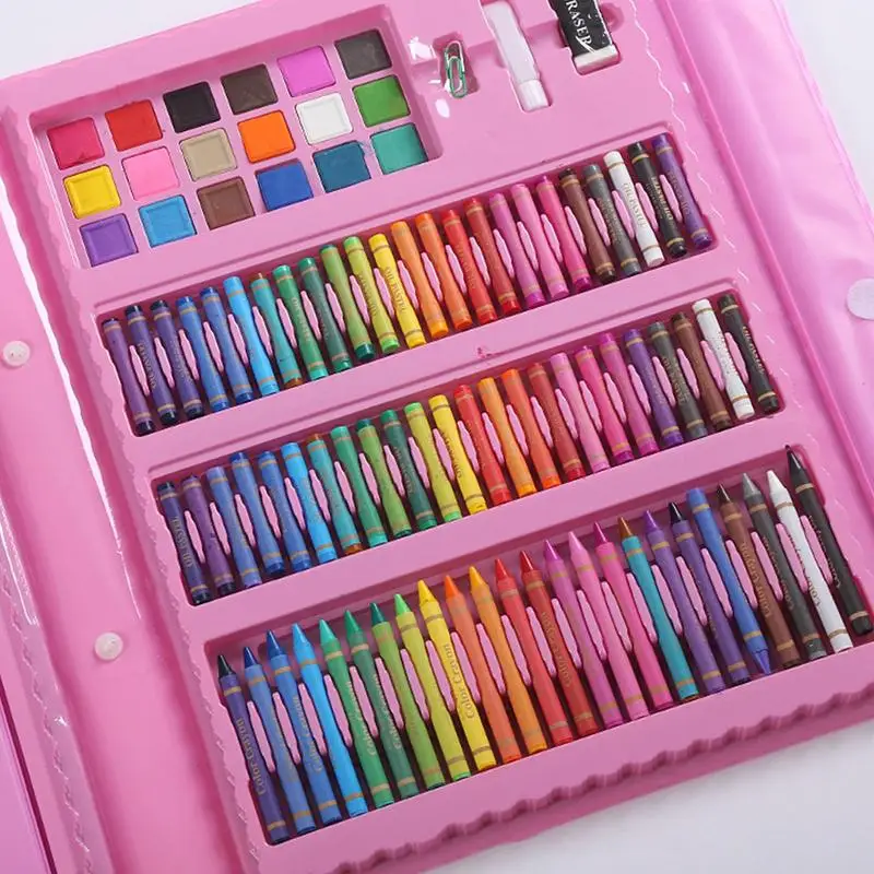 Kids Art Supplies 208 Pieces Drawing Art Creat Kit With Includes Oil Pastels Crayons Colored Pencil Watercolor Cakes Sketch Pad