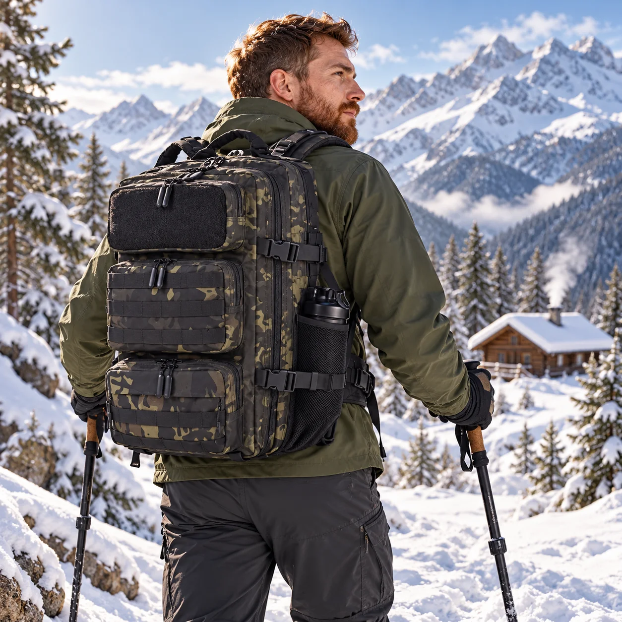 Men 55L Tactical Backpack Sports Gym Rucksack with Independent Shoe Compartment for Travel Camping Hiking Business Trip