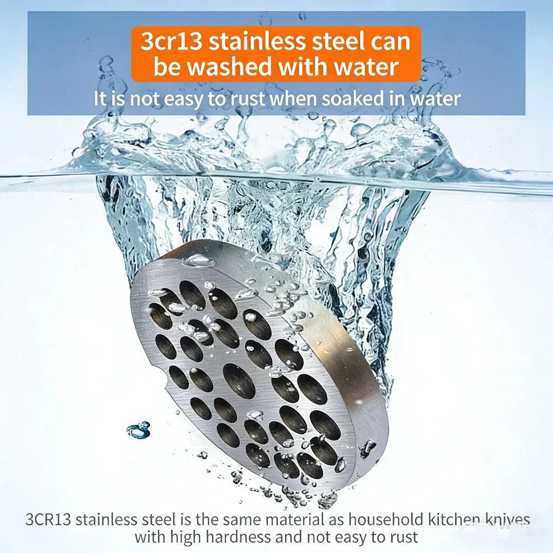 12 # Electric Meat Grinder Orifice Plate Blade Accessories, Stainless Steel Orifice Plate Grate Discharge Plate Round Knife
