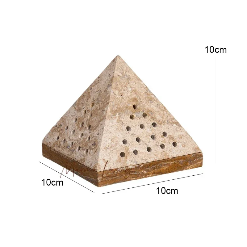 Pyramid Shape Mubkhar Beige Travertine Bakhoor Incense Holder Marble Oud Incense Burner