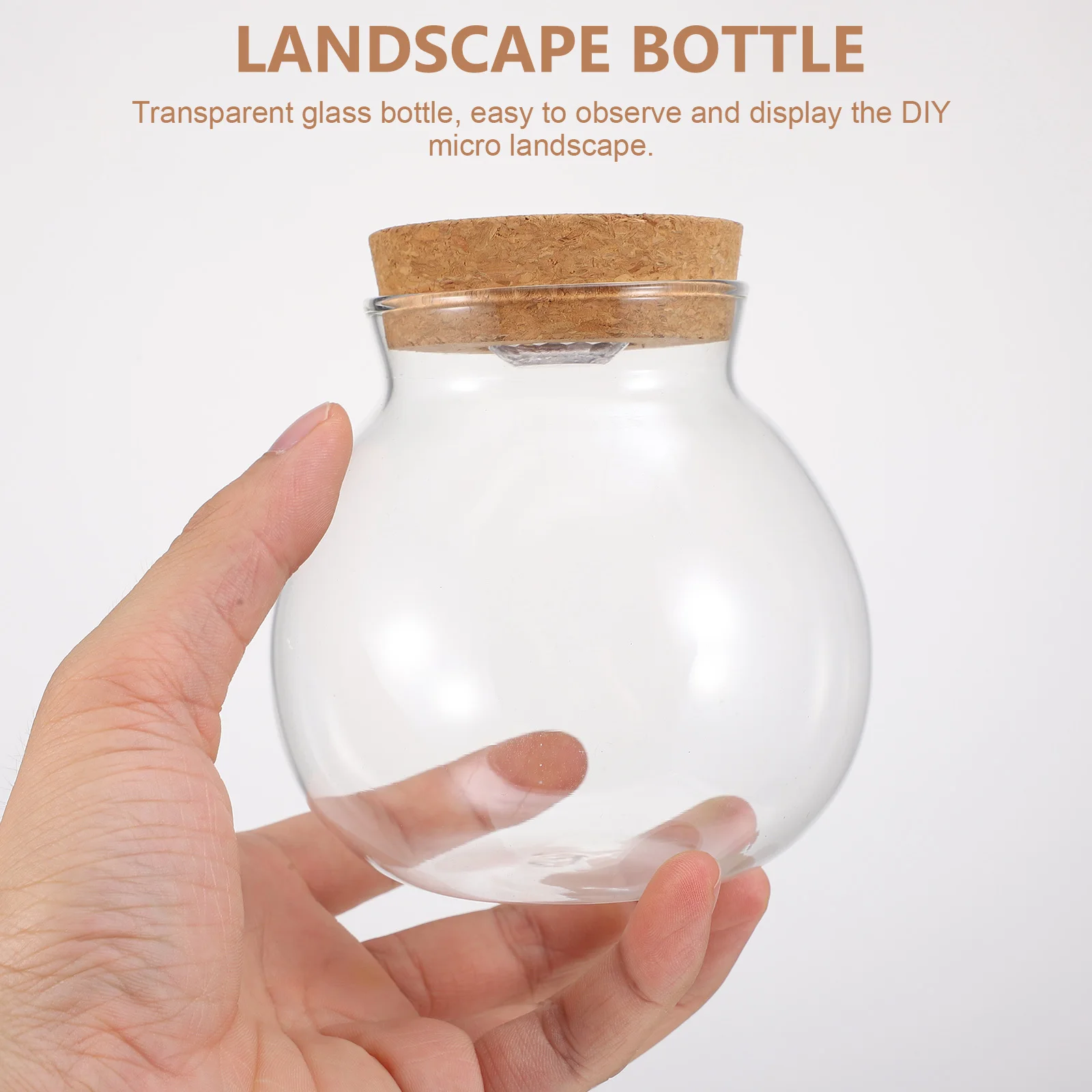 

Glass Bottle with LED Light and Wooden Cover DIY Micro Landscape Fish Tank Terrarium for Home Decor Use Cylindrical Glass Bottle