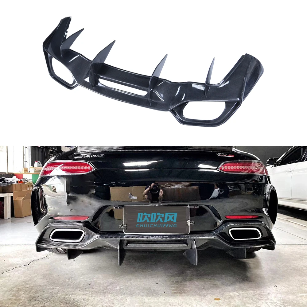 For Mercedes Benz AMG AMG GT GTS GTC Carbon Fiber Car Rear Bumper Diffuser Rear Splitters Spoiler Back Lip Body Kit