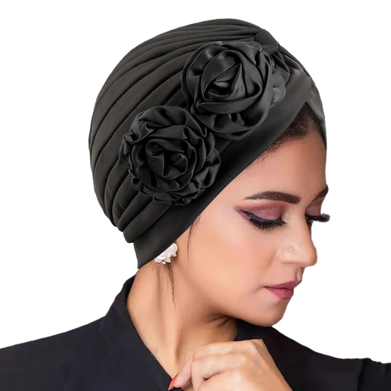 Muslim Fashion Flower Hijab Turban Ethnic Islamic Women Beanie Hat Hair Loss Chemo Headwear Head Wrap Cap Trendy Ladies Bandana - view 5