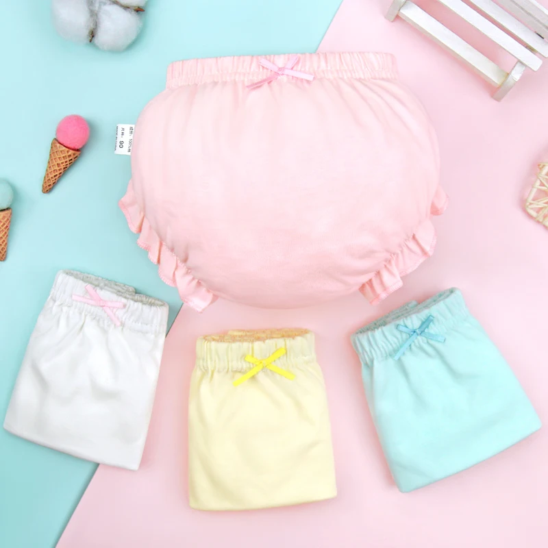 0-3 Years Old Girls' Underwear, 4-Pack, 100% Cotton, Multi-Color Options, Baby Briefs