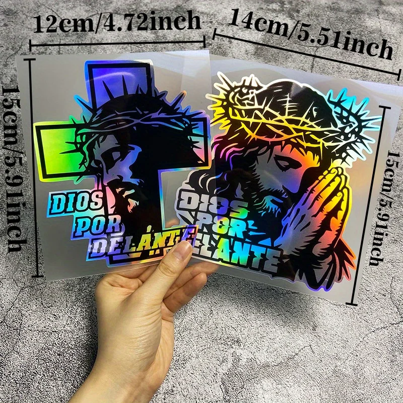 1PC DIOS POR DELANTE God Motorcycle Stickers Waterproof Vinyl Decals for Motorbike Front Fairing Fuel Tank DIY Car Window Decors