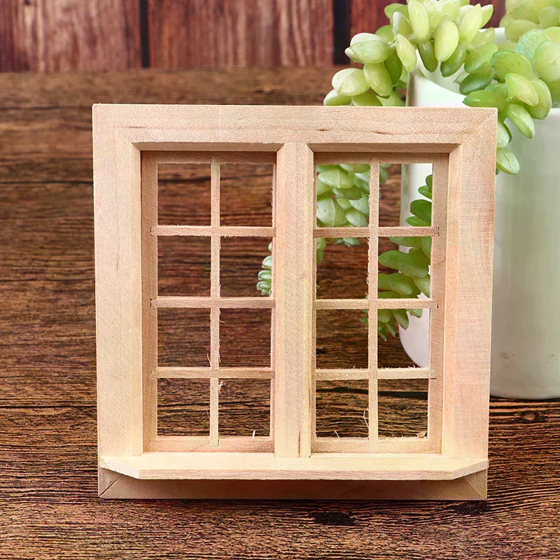 1:12 Dollhouse Miniature Door Window 16 Grids Square Windows Model Home Decor For Kids Creative Play