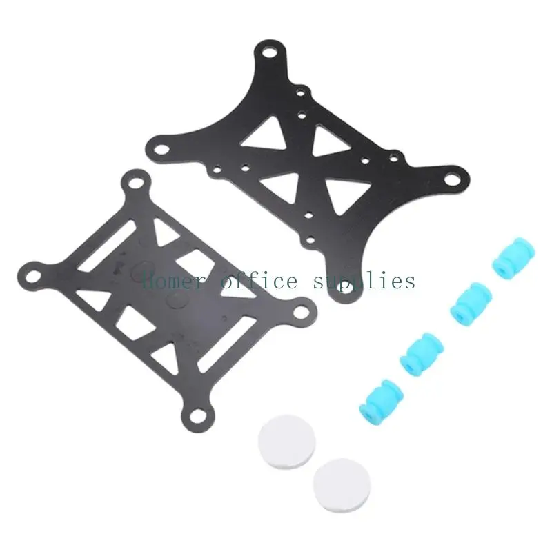 K43B Flight Controller Vibration Damping Mount Set with Two Black Plate Components and Four Blue Cylindrical Mounting Components